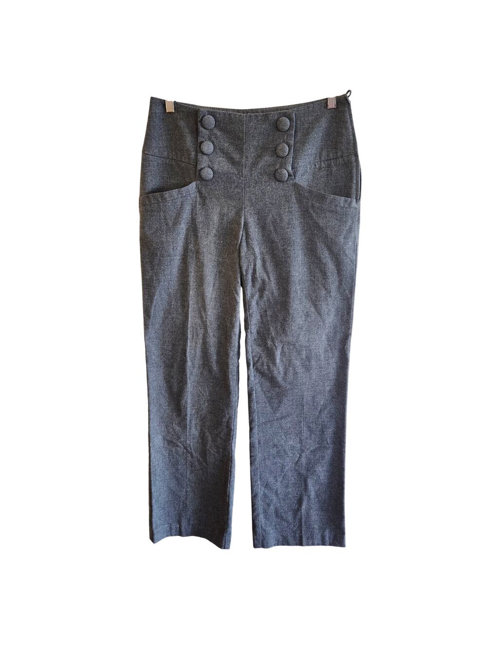 Size 8 – H&M Gray High-Waisted Sailor Wide-Leg Slacks